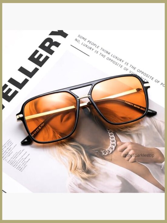 Retro Square Aviator Sunglasses Polarized Lens Double Bridge Frame
